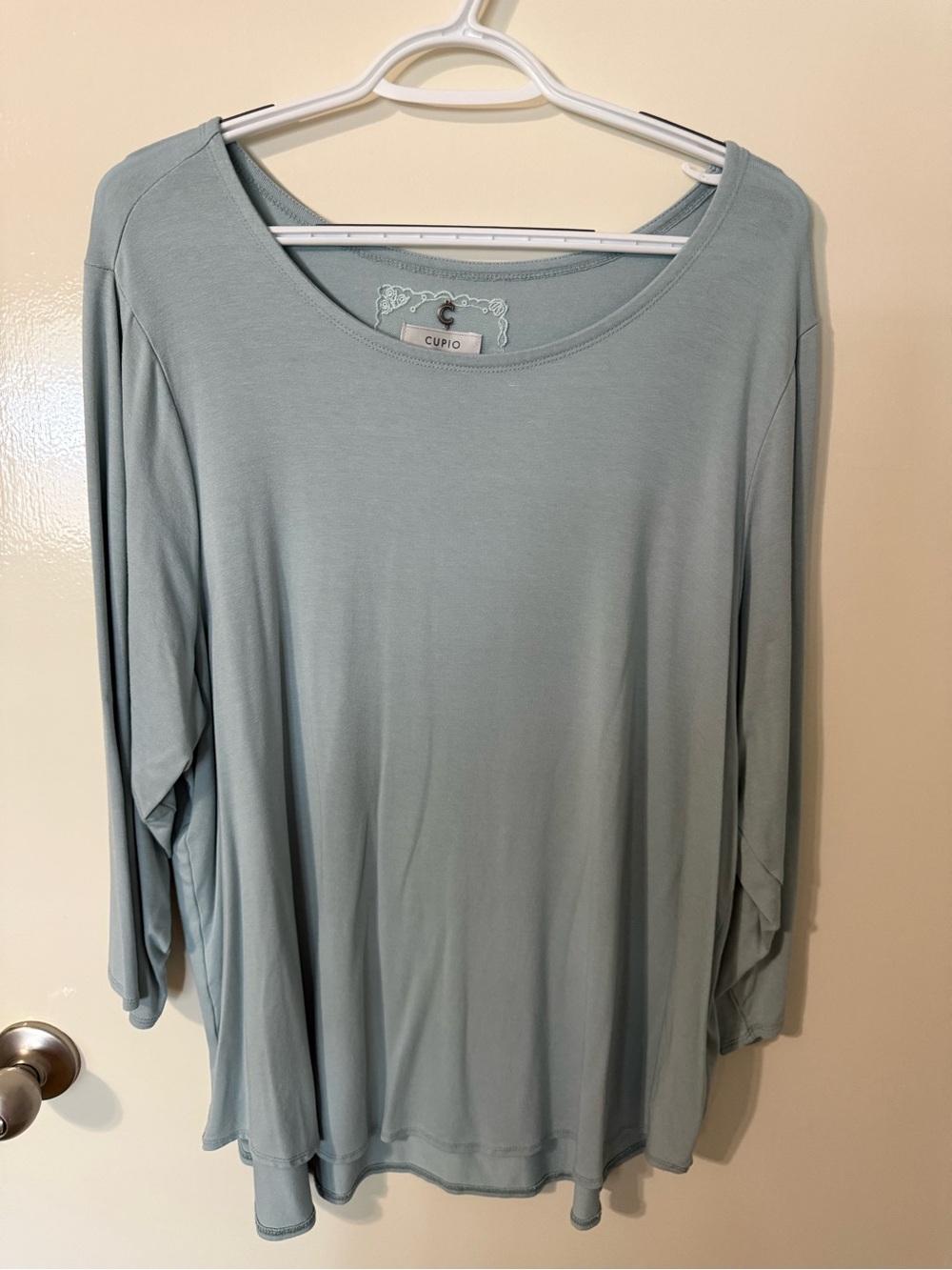 Cupio Lightweight Sage Green Long Sleeve Scoop Neck Tee